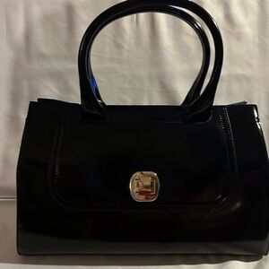 Chic Black Patent Shoulder Bag
